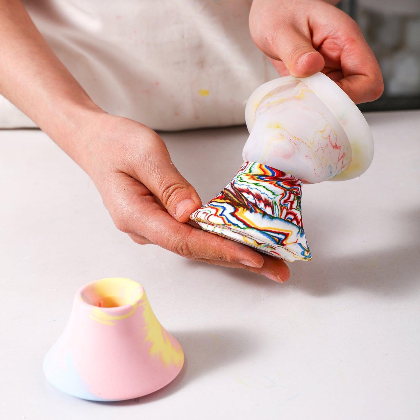 Low Round Taper Candle Holder Silicone Mold