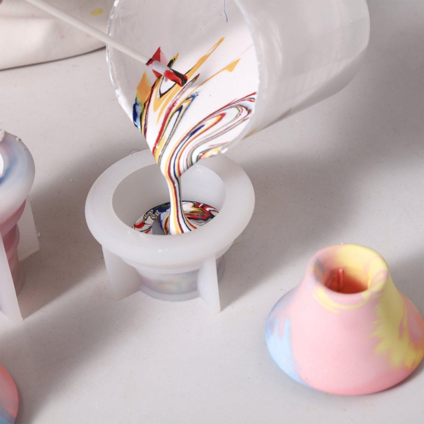 Low Round Taper Candle Holder Silicone Mold