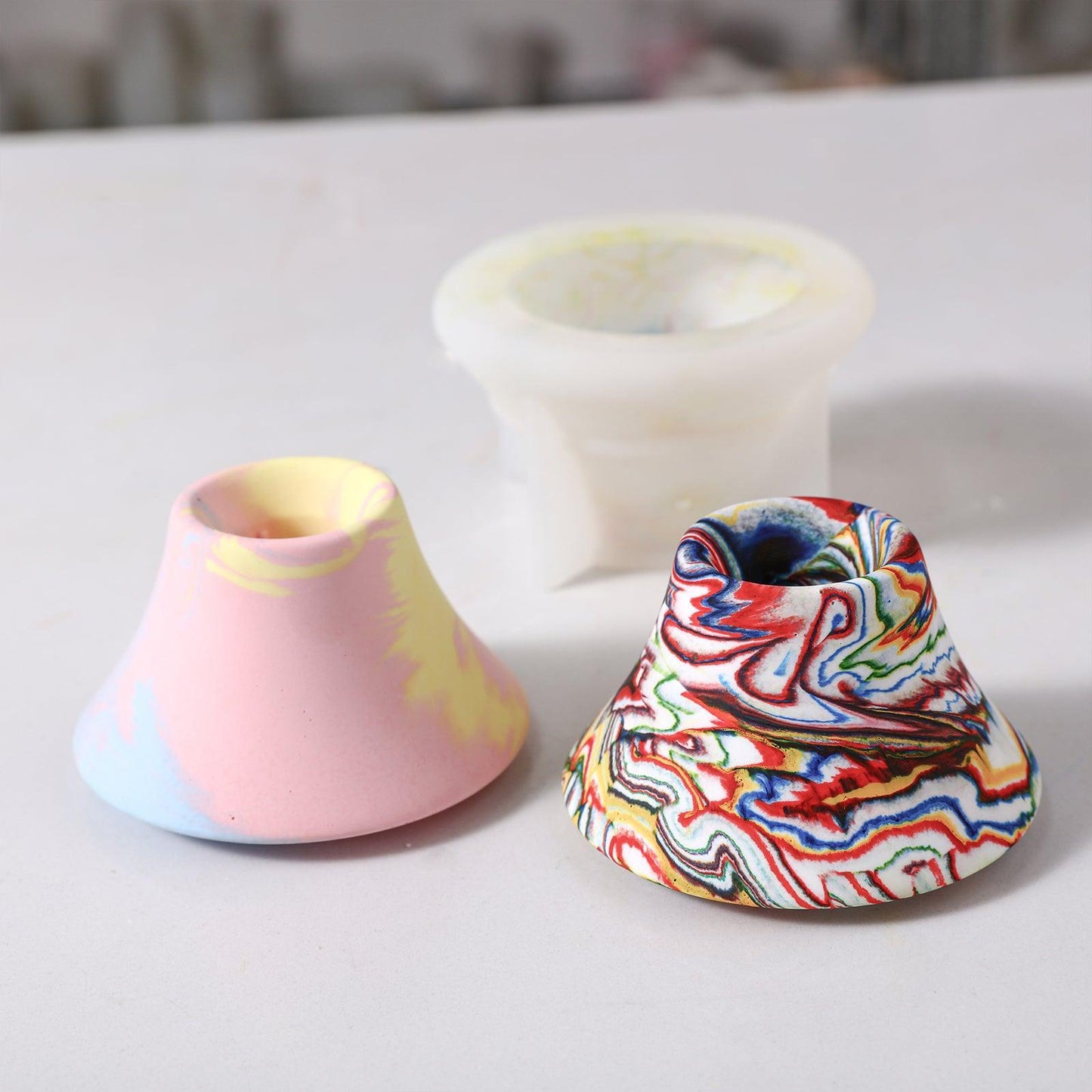 Low Round Taper Candle Holder Silicone Mold