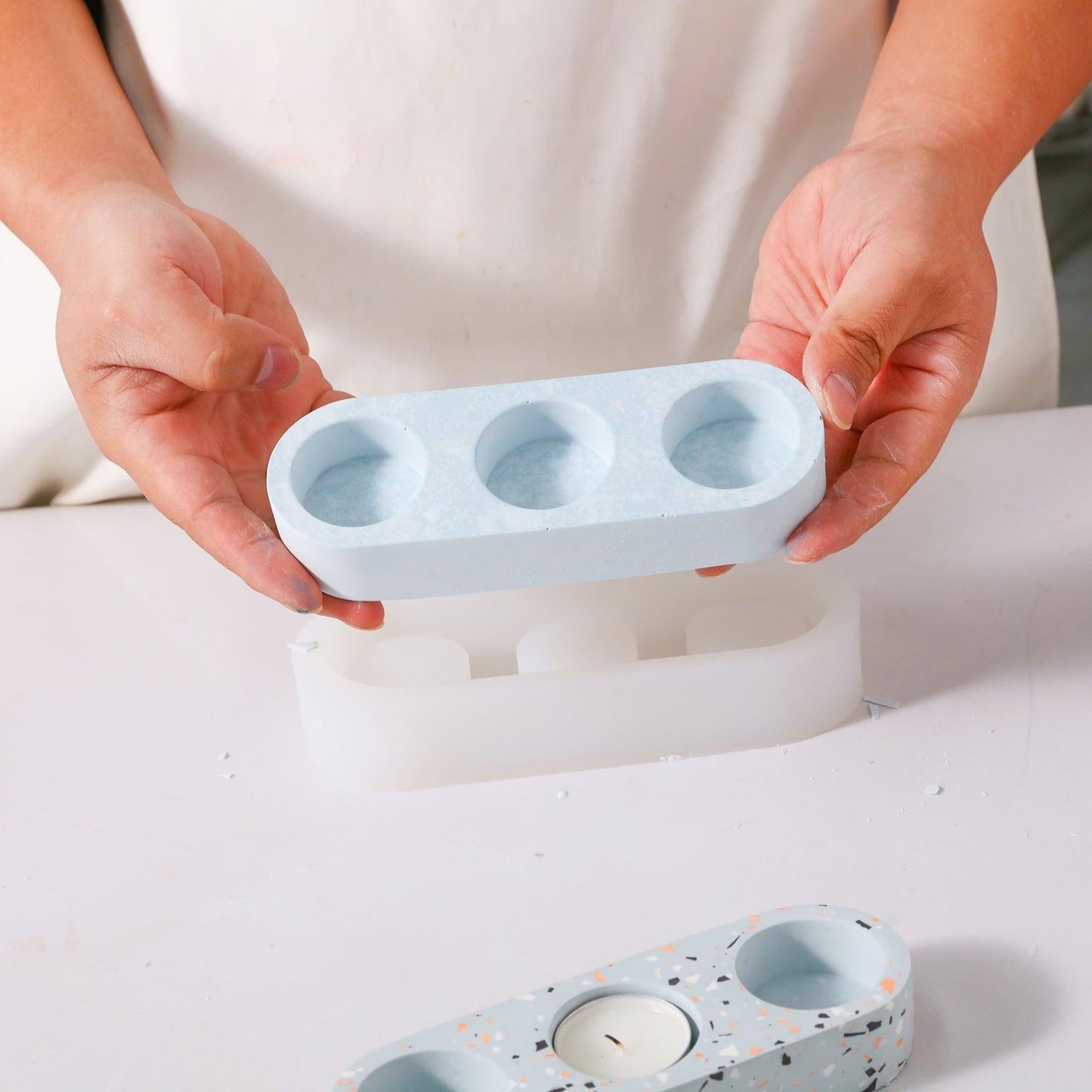 3-Holes Tealight Candle Holder Silicone Mold