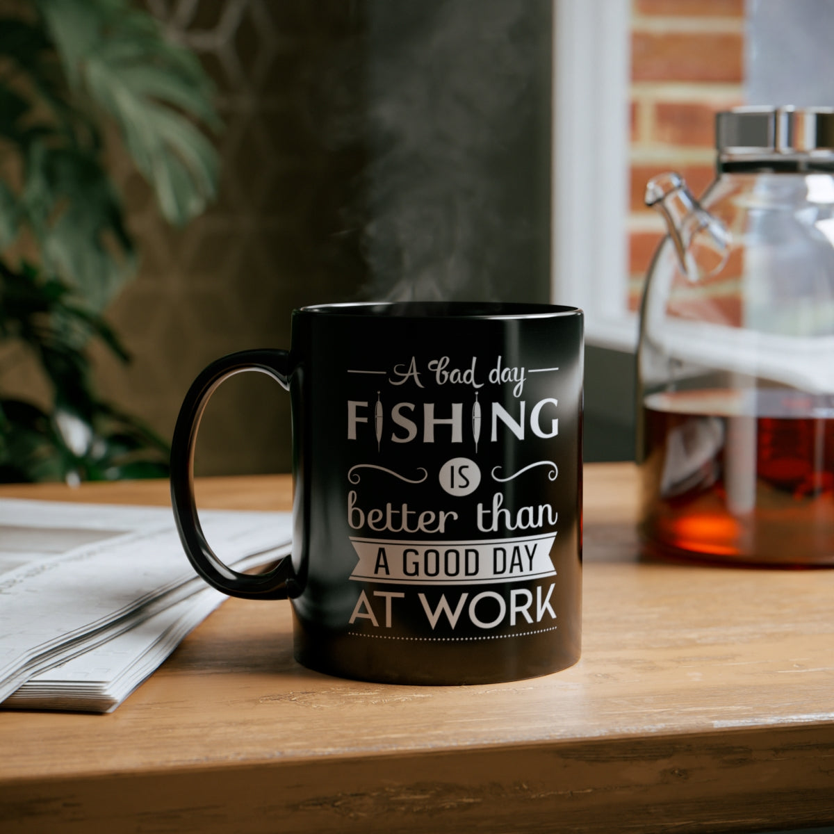 A bad Day Fishing is better than a good day at work - 11oz Black Mug