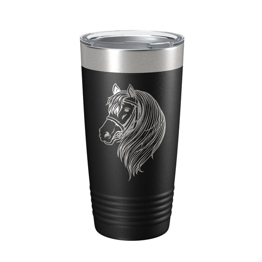 Horse Face Tumbler Horseback Rider Travel Mug Equestrian Gift Insulated Laser Engraved Coffee Cup Horse Lover Farmer 20 oz
